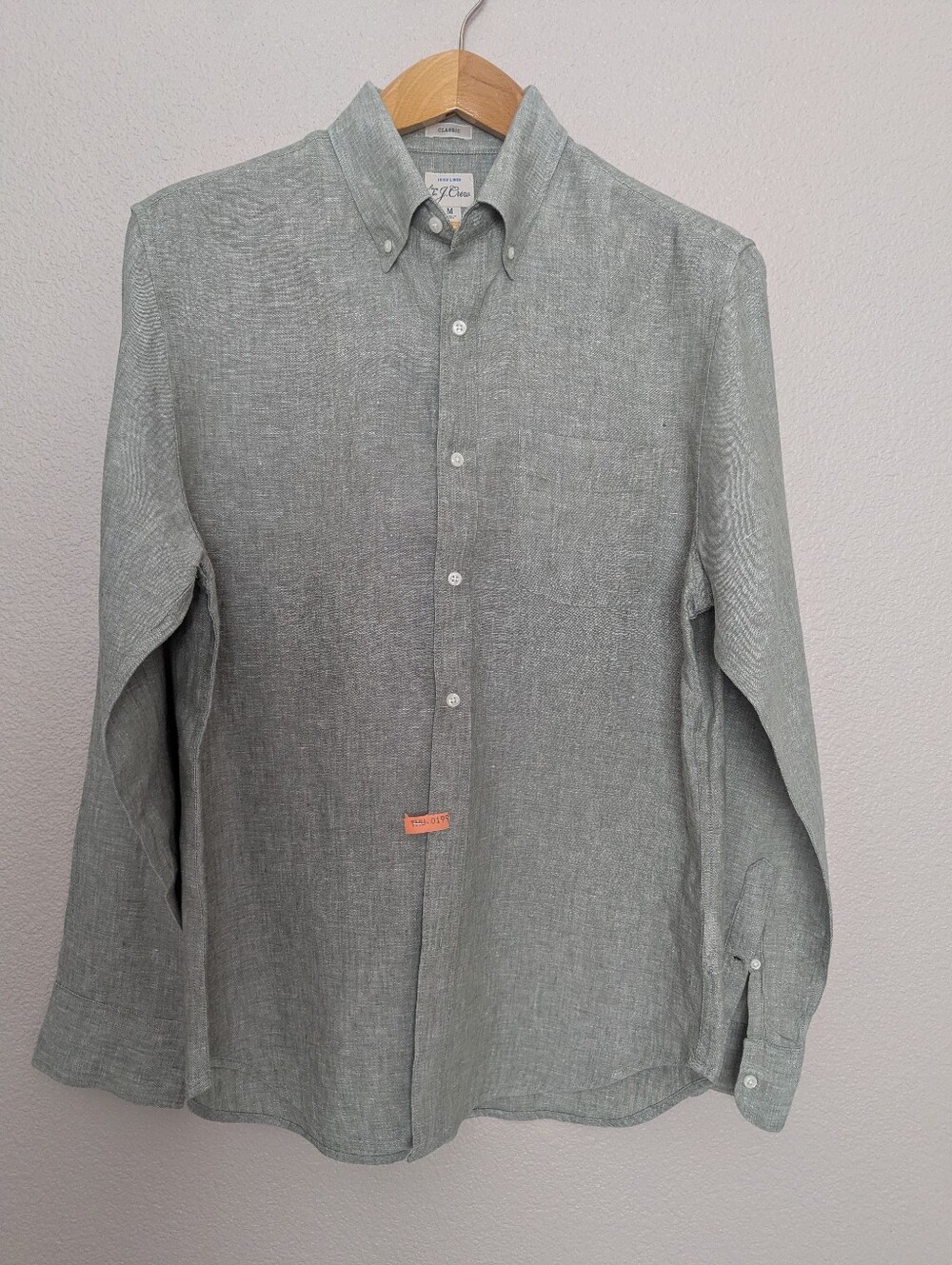 J. CREW Men's Sage Green Button-Down Baird McNutt  Irish Linen Shirt Medium